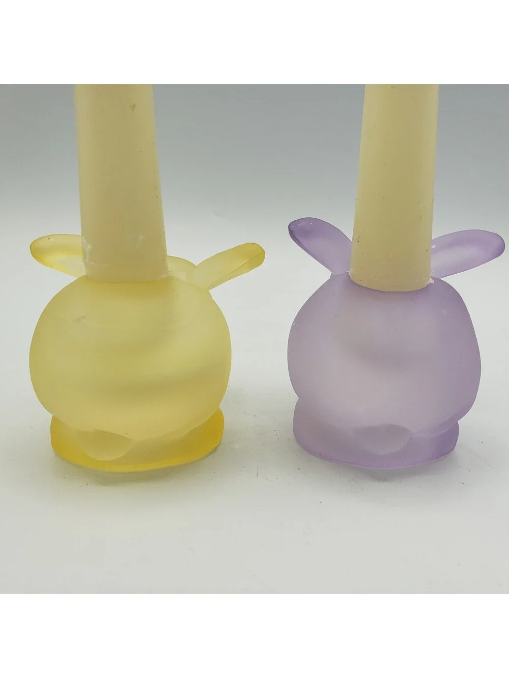 Celebration Taper Candle Holders In Box Frosted Glass Bunny Rabbits Easter